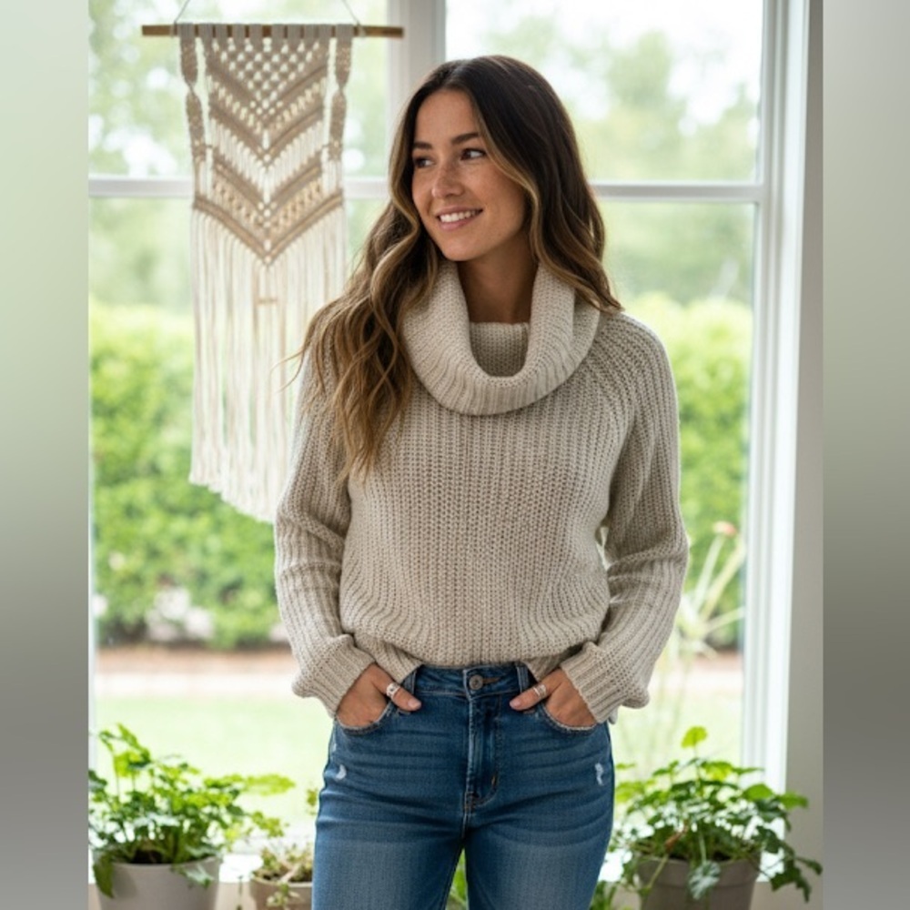 Ardene Cream Cowl Neck Sweater